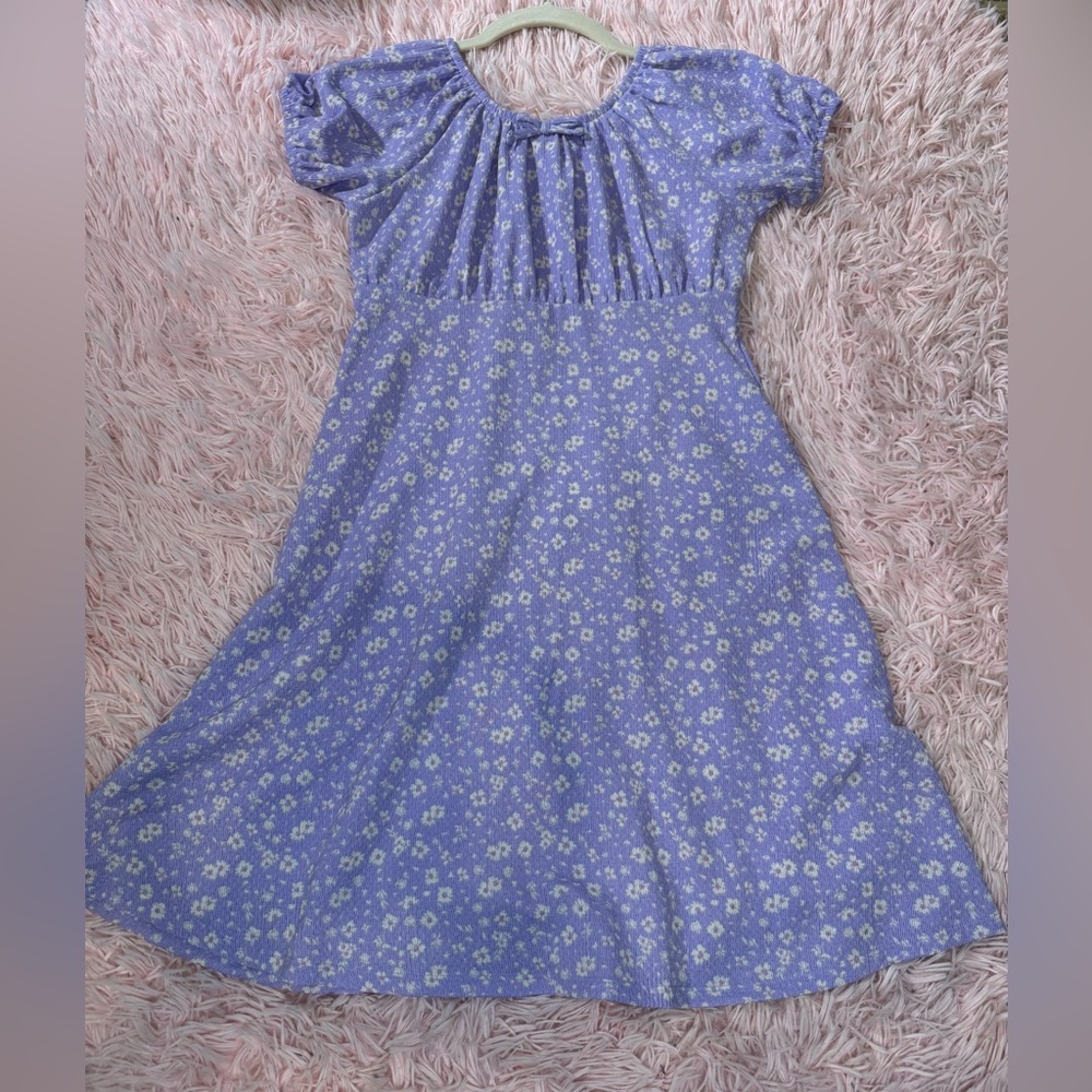 wonder nation Lavender Floral Puff-Sleeve Dress